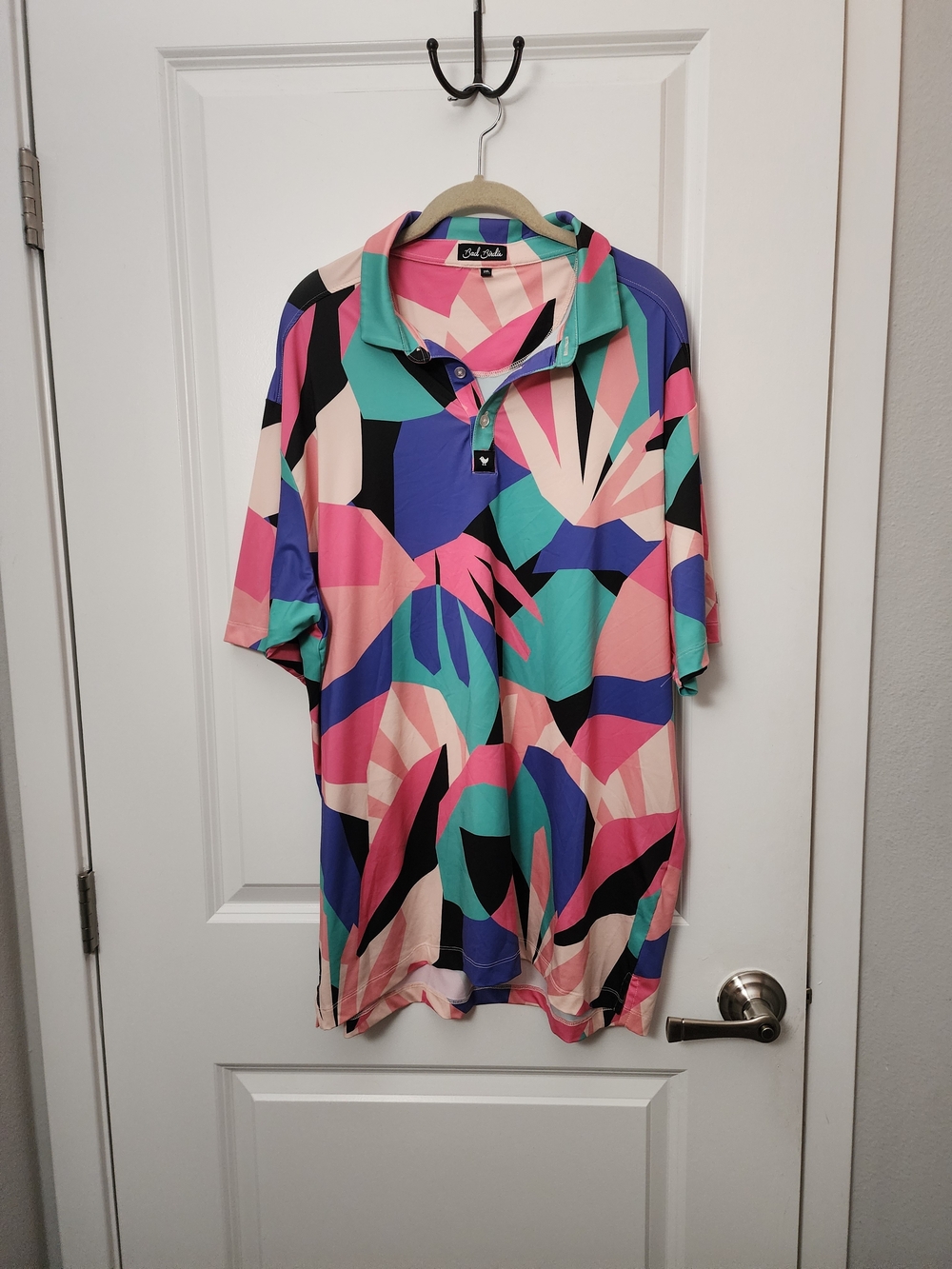 Bad Birdie Geometric Print  Golf Polo Shirt